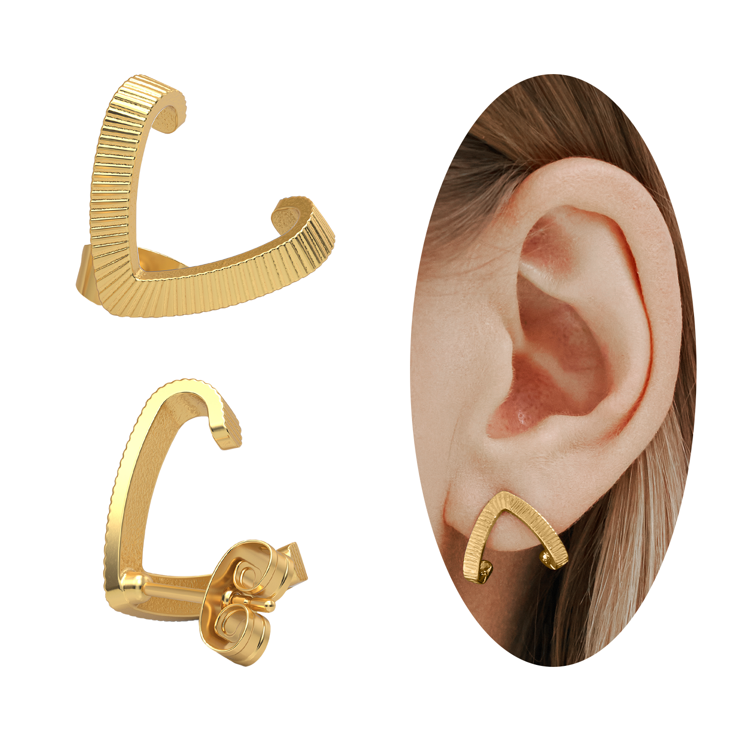 V shaped clearance gold earrings