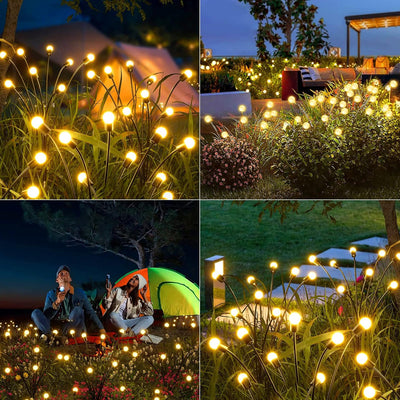 LED Solar Powered Firefly Lights,Outdoor Waterproof Starburst Swaying Garden Lights,Decorative String Lights,Automatically Turn Off During The Day and Turn on at Night, Warm White 8/10 Packs